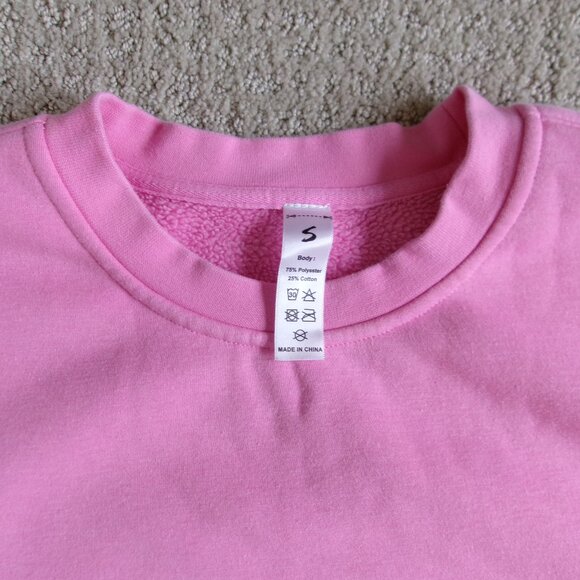 hot pink fleece crewneck sweatshirt - Picture 3 of 3